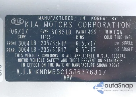 2018 Kia Sedona Lx z USA, uszkodzony, nr VIN KNDMB5C15J6376317